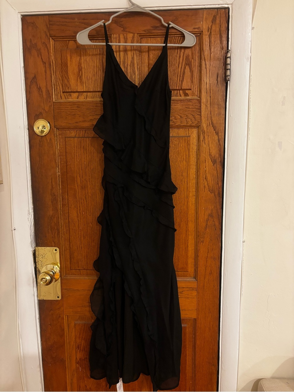 Abercrombie & Fitch Black Ruffle Tiered Slit Maxi Dress - Picture 6 of 11